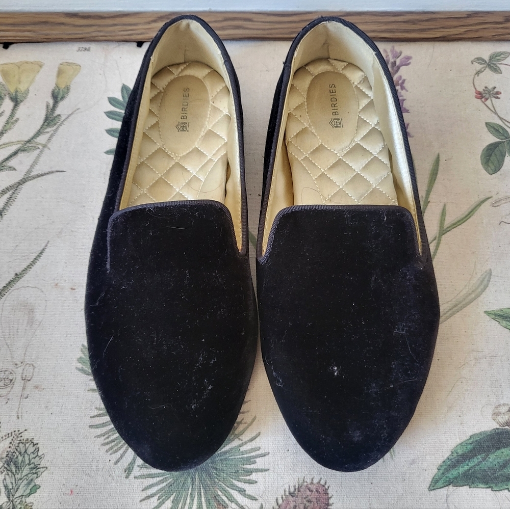 Birdies Black Velvet Loafer House Slipper Size 9.5